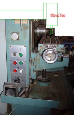 Frezka s nákresem frézovací hlavy