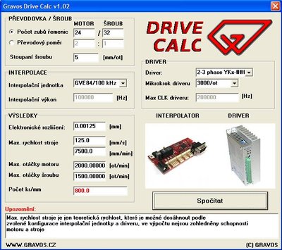 Drive calc zami 2.JPG (77.52 KiB) Zobrazeno 5501 x Nastavení osy Y pro zami s 3000 kroků/ot.