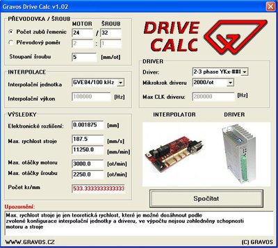 Drive calc zami 3.JPG (77.7 KiB) Zobrazeno 5501 x Nastavení osy Y pro zami s 2000 kroků/ot.