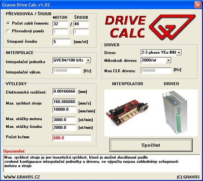 Drive calc zami 4.JPG (76.83 KiB) Zobrazeno 5642 x Nové nastavení osy X 32/48 (motor/matice) 2000 kroků/ot.