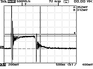 30V, 5A, 4 mikrokroků na krok, motor stop, slow decay - napětí na bočníku