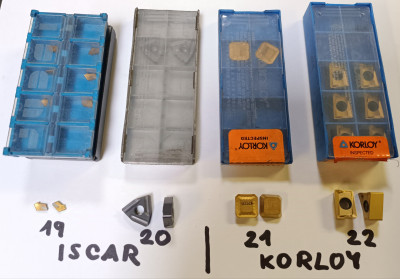 Iscar<br />19) GSFU-1.7 IC250 P20-P30 : 18ks<br />20) GFN3 IC328 : 4ks<br />Korloy<br />21) SEKR 1204 ASFN-MX NCM335 : 4ks<br />22) LNMX151008 PNR-MN PC3500 : 8ks