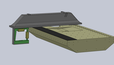 Pravítko položené priečne na plochu 1 a jemne vyrovnané do vodorovna - odliata plocha 2