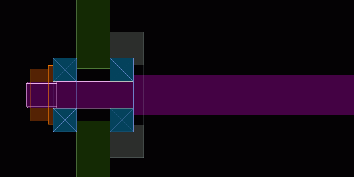 Fialový je trapézák (zde Tr12), zelený bočnice, modrý 608 ložiska, oranžový matka (M8/1), šedivý domek