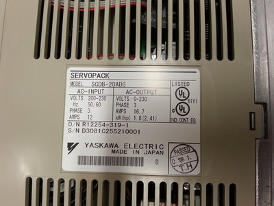 Štítek servo regulátoru Yaskawa.jpg